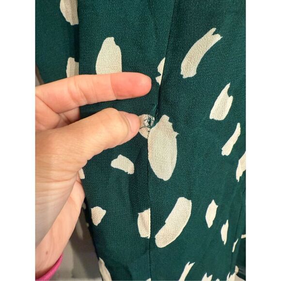 Reformation Green White Viscose Abstract Tie Front A-Line Mini Dress Size 4 - Picture 5 of 7